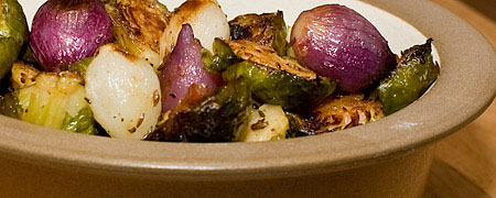 Recipe for Roasted Brussels Sprouts and Pearl Onions from TableFare