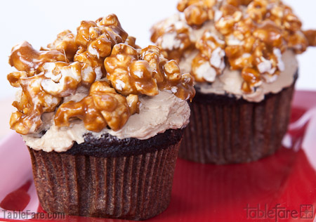 Recipe for Cocoa Stout Cupcakes with Stout Caramel Corn from TableFare