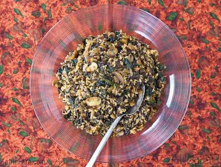 Recipe for Mushroom and Kale Wild Rice Pilaf from TableFare