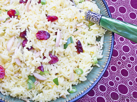 Recipe for Saffron Rice with Cranberries, Almonds & Green Onion from TableFare