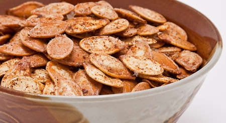 Recipe for Spicy Toasted Pumpkin Seeds from TableFare