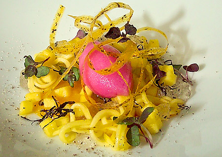 Recipe for Shiso Sorbet with Mango and Grains of Paradise from TableFare
